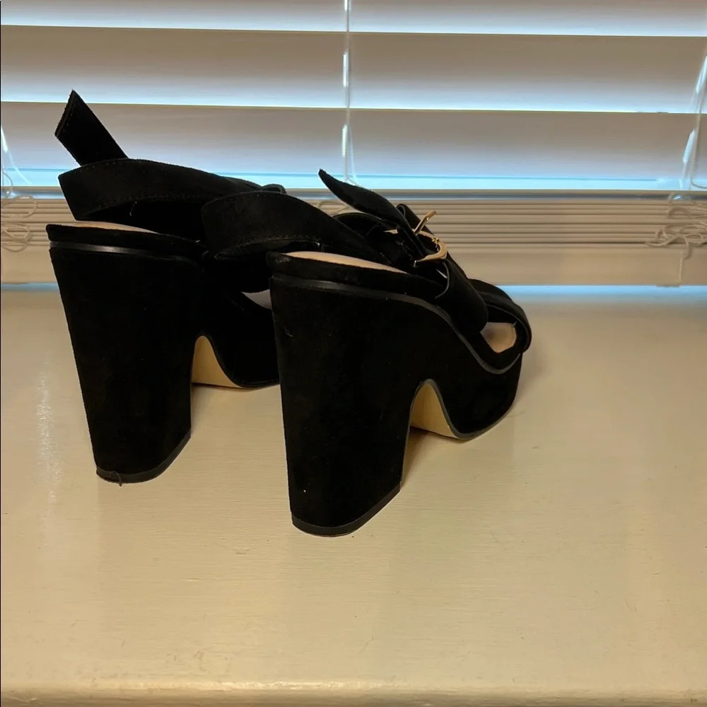 Limelight Black Suede Platform Wedge Sandals